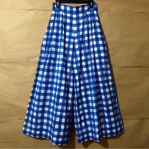 Neubyrne | Paula Pants Wide Leg High Waisted Trousers Flowy Blue Gingham Size M